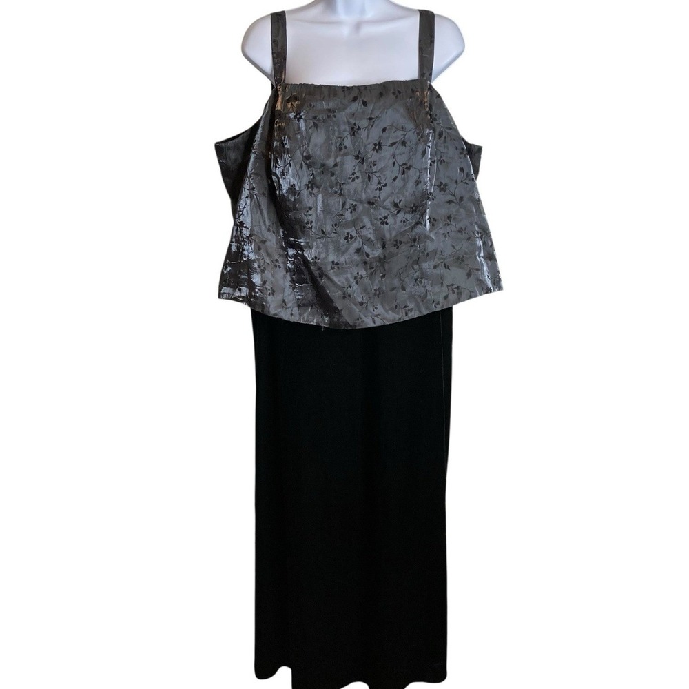 ALEX EVENINGS Women's Black Floral Brocade Dress 22W Formal Occasion Wedding